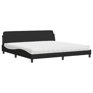 Bed met matras stof zwart 200×200 cm