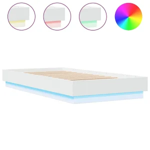 Bedframe met LED-verlichting wit 75×190 cm Bedframe met LED-verlichting wit 75×190 cm