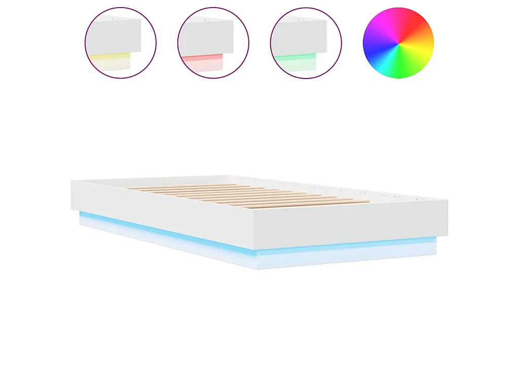 Bedframe met LED-verlichting wit 75x190 cm