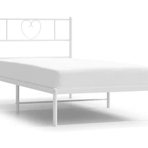 Bedframe met hoofdbord metaal wit 107×203 cm Bedframe met hoofdbord metaal wit 107×203 cm