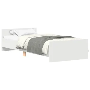 Bedframe bewerkt hout wit 75×190 cm Bedframe bewerkt hout wit 75×190 cm