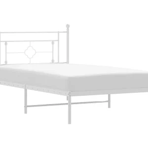 Bedframe met hoofdbord metaal wit 107×203 cm Bedframe met hoofdbord metaal wit 107×203 cm