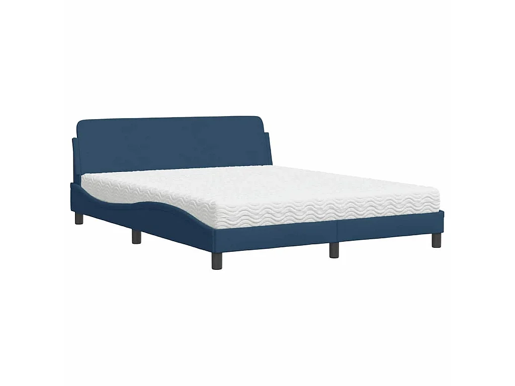 Bed met matras stof blauw 160x200 cm