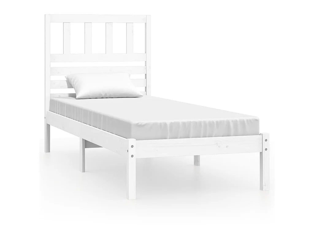 Bedframe zonder matras massief grenenhout wit 75x190 cm