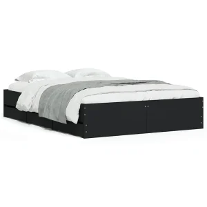 Bedframe met lades bewerkt hout bruin eikenkleur 120×190 cm Bedframe met lades bewerkt hout bruin eikenkleur 120×190 cm