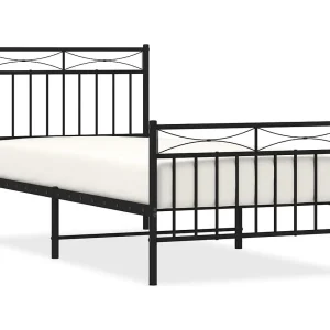 Bedframe met hoofd- en voeteneinde metaal zwart 90×200 cm