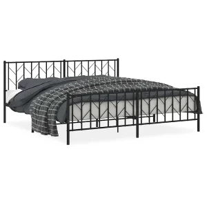 Bedframe met hoofd- en voeteneinde metaal zwart 193×203 cm Bedframe met hoofd- en voeteneinde metaal zwart 193×203 cm