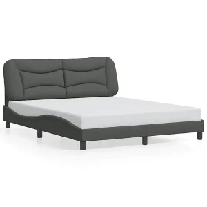 Bedframe zonder matras stof donkergrijs 160×200 cm Bedframe zonder matras stof donkergrijs 160×200 cm