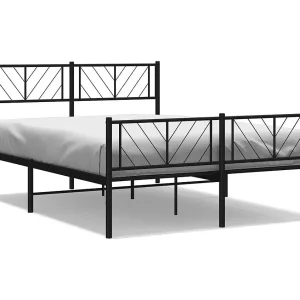 Bedframe met hoofd- en voeteneinde metaal zwart 140×200 cm