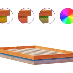 Bedframe met LED-verlichting grenenhout wasbruin 120×200 cm Bedframe met LED-verlichting grenenhout wasbruin 120×200 cm