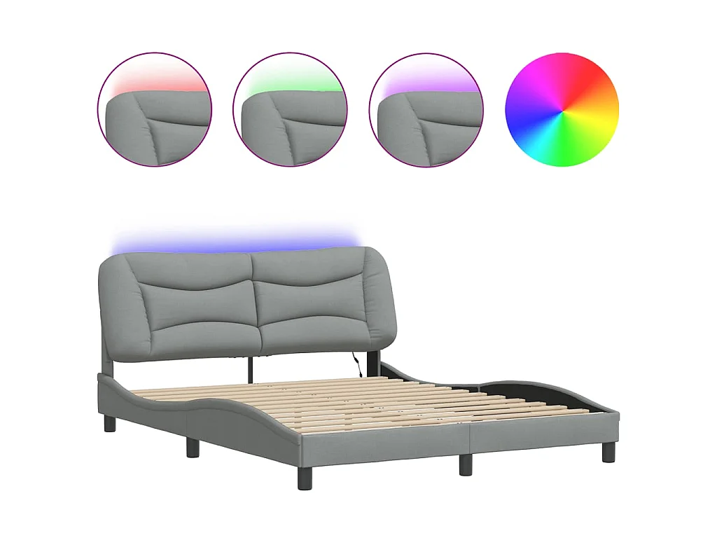 Bedframe met LED-verlichting stof lichtgrijs 160x200 cm
