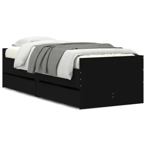 Bedframe met lades zwart 100×200 cm Bedframe met lades zwart 100×200 cm