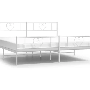 Bedframe met hoofd- en voeteneinde metaal wit 193×203 cm