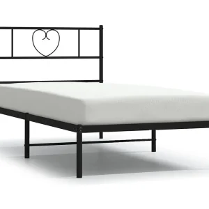 Bedframe met hoofdbord metaal zwart 107×203 cm Bedframe met hoofdbord metaal zwart 107×203 cm
