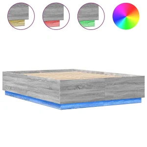 Bedframe met LED-verlichting grijs sonoma eiken 160×200 cm Bedframe met LED-verlichting grijs sonoma eiken 160×200 cm