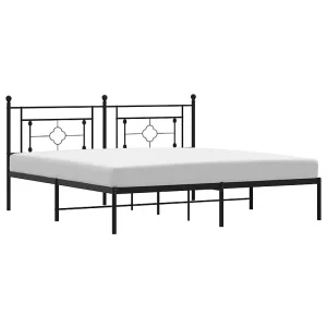 Bedframe met hoofdbord metaal zwart 183×213 cm Bedframe met hoofdbord metaal zwart 183×213 cm