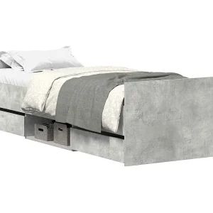 Bedframe met hoofd- en voeteneinde betongrijs 75×190 cm Bedframe met hoofd- en voeteneinde betongrijs 75×190 cm