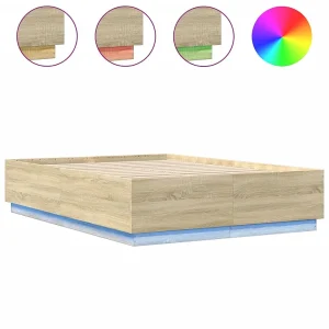 Bedframe met LED-verlichting sonoma eikenkleurig 160×200 cm Bedframe met LED-verlichting sonoma eikenkleurig 160×200 cm