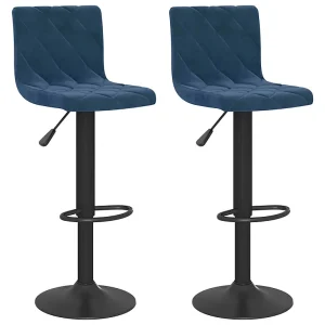 Barkrukken 2 st fluweel blauw Barkrukken 2 st fluweel blauw