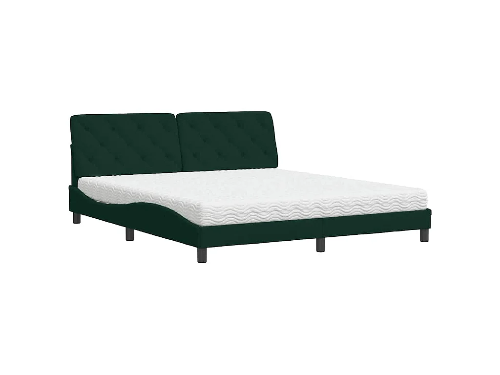 Bed met matras fluweel donkergroen 180x200 cm