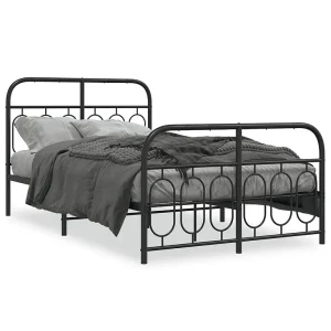Bedframe met hoofd- en voeteneinde metaal zwart 120×200 cm Bedframe met hoofd- en voeteneinde metaal zwart 120×200 cm