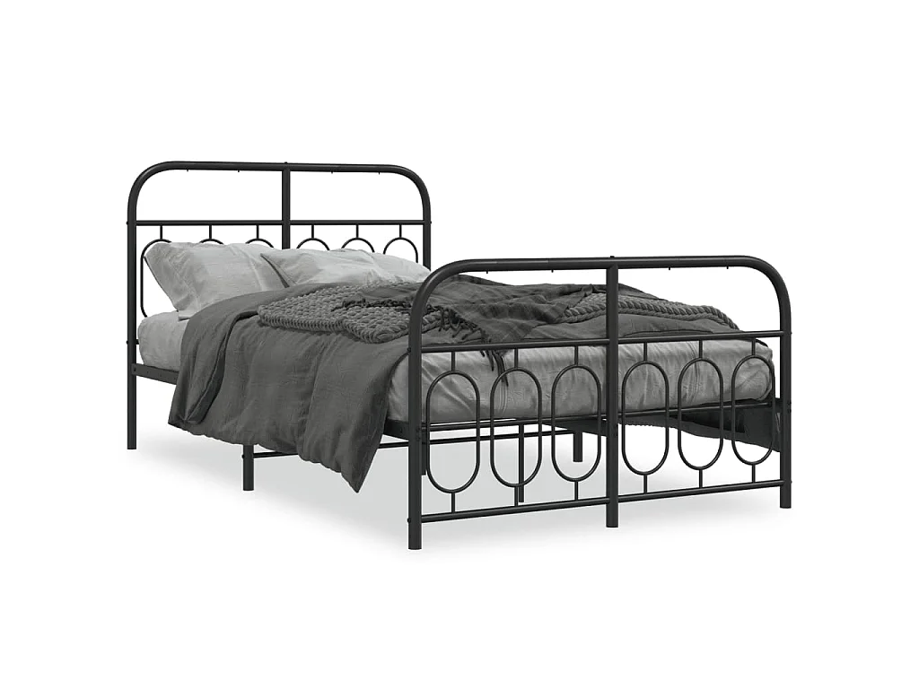 Bedframe met hoofd- en voeteneinde metaal zwart 120x200 cm