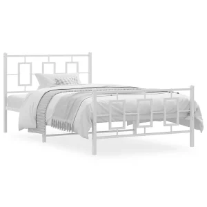 Bedframe met hoofd- en voeteneinde metaal wit 107×203 cm Bedframe met hoofd- en voeteneinde metaal wit 107×203 cm