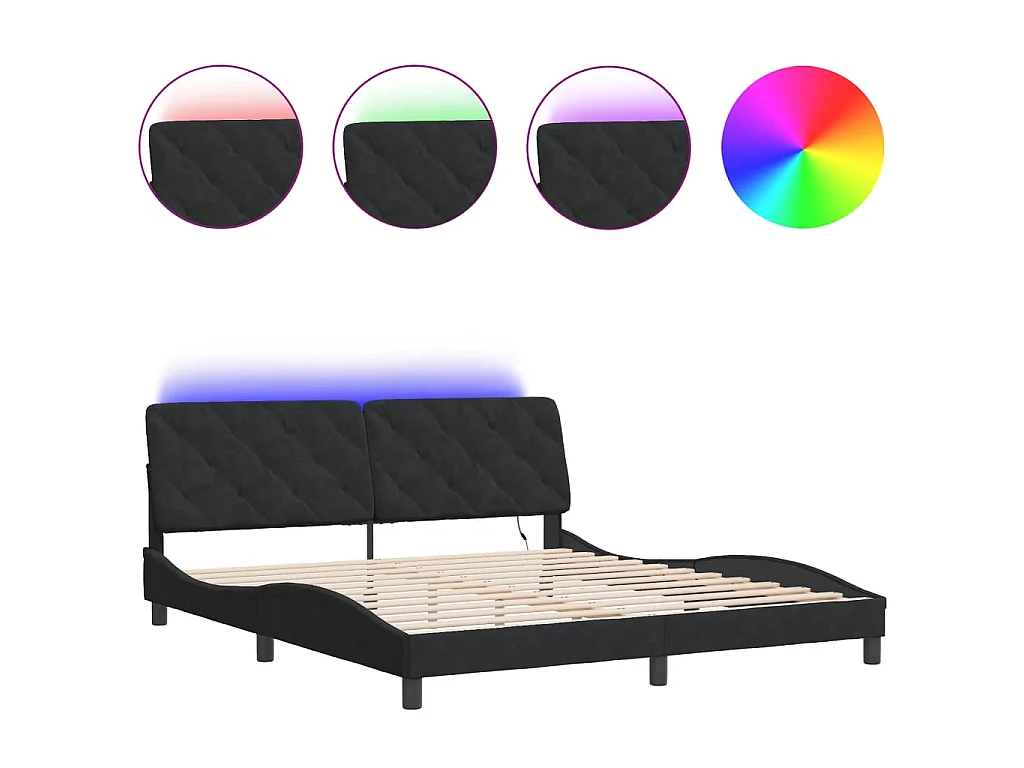 Bedframe met LED-verlichting fluweel zwart 180x200 cm