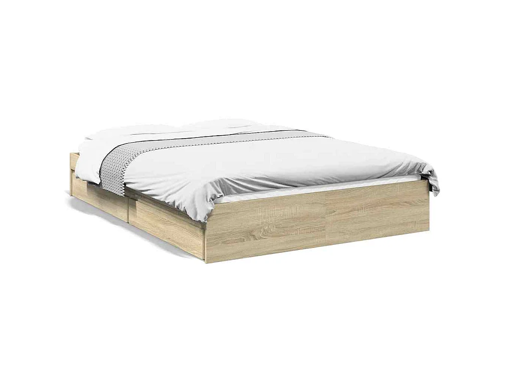 Bedframe met lades bewerkt hout sonoma eikenkleurig 120x200 cm