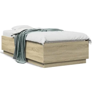 Bedframe bewerkt hout sonoma eikenkleurig 90×190 cm Bedframe bewerkt hout sonoma eikenkleurig 90×190 cm