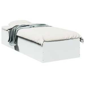 Bedframe bewerkt hout wit 90×200 cm