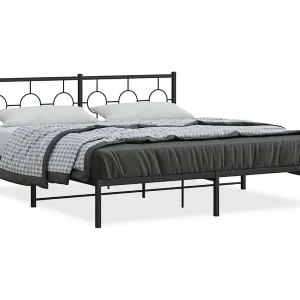 Bedframe met hoofdbord metaal zwart 183×213 cm Bedframe met hoofdbord metaal zwart 183×213 cm