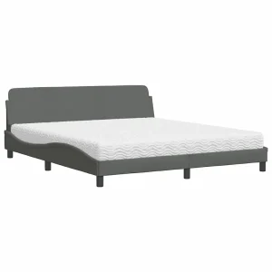 Bed met matras stof donkergrijs 180×200 cm Bed met matras stof donkergrijs 180×200 cm