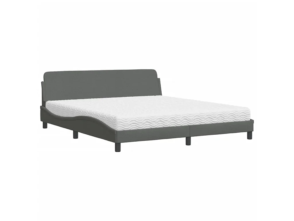 Bed met matras stof donkergrijs 180x200 cm