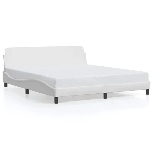Bedframe met hoofdbord kunstleer wit 180×200 cm Bedframe met hoofdbord kunstleer wit 180×200 cm