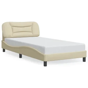 Bedframe zonder matras 100×200 cm stof crèmekleurig Bedframe zonder matras 100×200 cm stof crèmekleurig