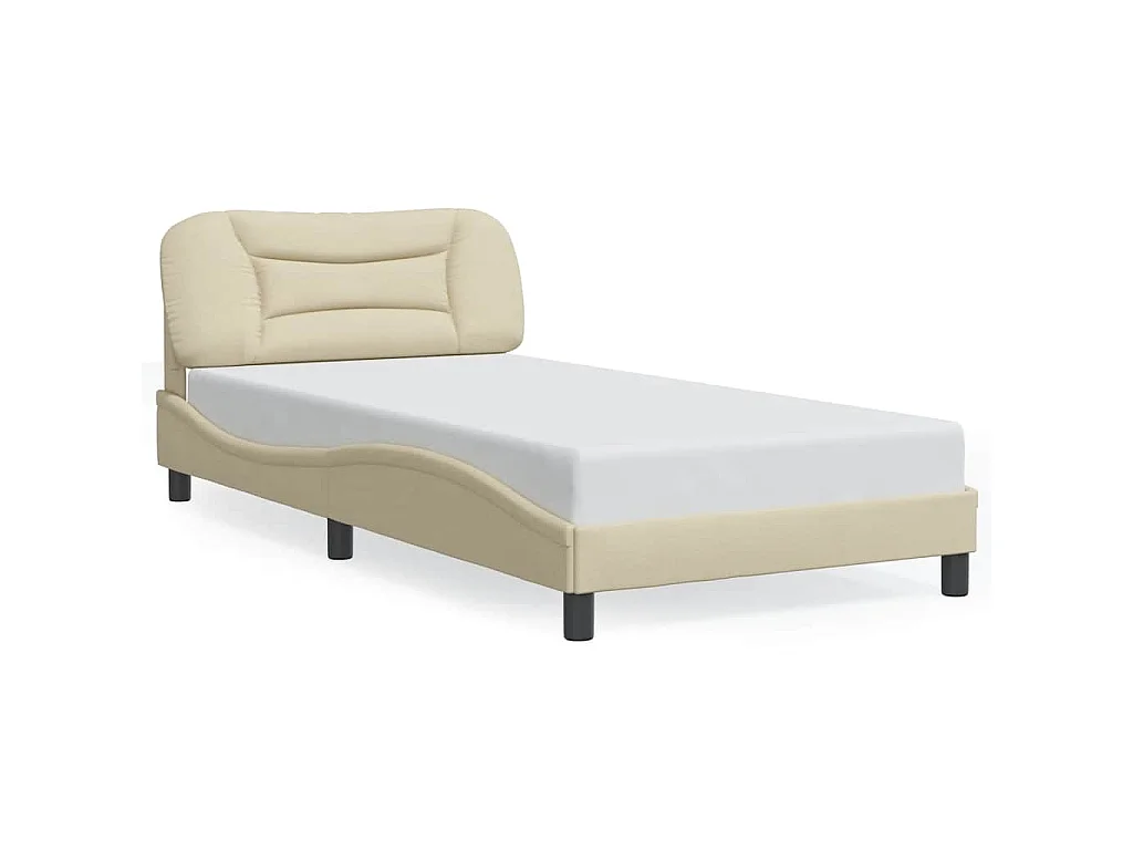 Bedframe zonder matras 100x200 cm stof crèmekleurig