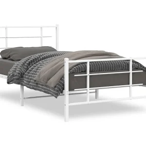 Bedframe met hoofd- en voeteneinde metaal wit 107×203 cm Bedframe met hoofd- en voeteneinde metaal wit 107×203 cm