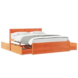 Bedframe zonder matras massief grenenhout wasbruin 150×200 cm Bedframe zonder matras massief grenenhout wasbruin 150×200 cm