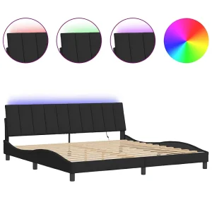 Bedframe met LED-verlichting fluweel zwart 200×200 cm Bedframe met LED-verlichting fluweel zwart 200×200 cm