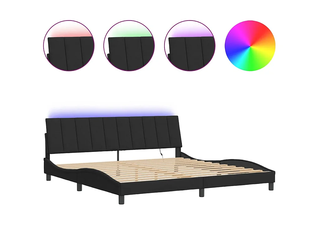 Bedframe met LED-verlichting fluweel zwart 200x200 cm