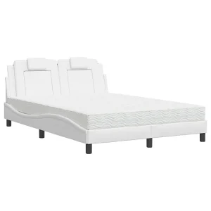 Bed met matras kunstleer wit 120×200 cm