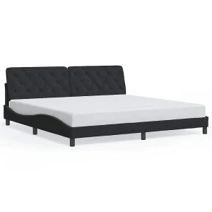 Bedframe zonder matras 200×200 cm fluweel zwart Bedframe zonder matras 200×200 cm fluweel zwart