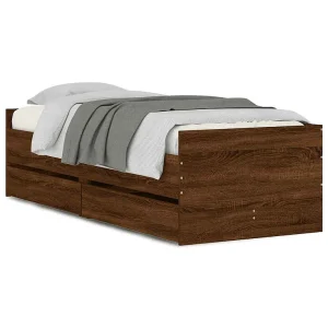 Bedframe met lades bruin eikenkleur 90×190 cm Bedframe met lades bruin eikenkleur 90×190 cm