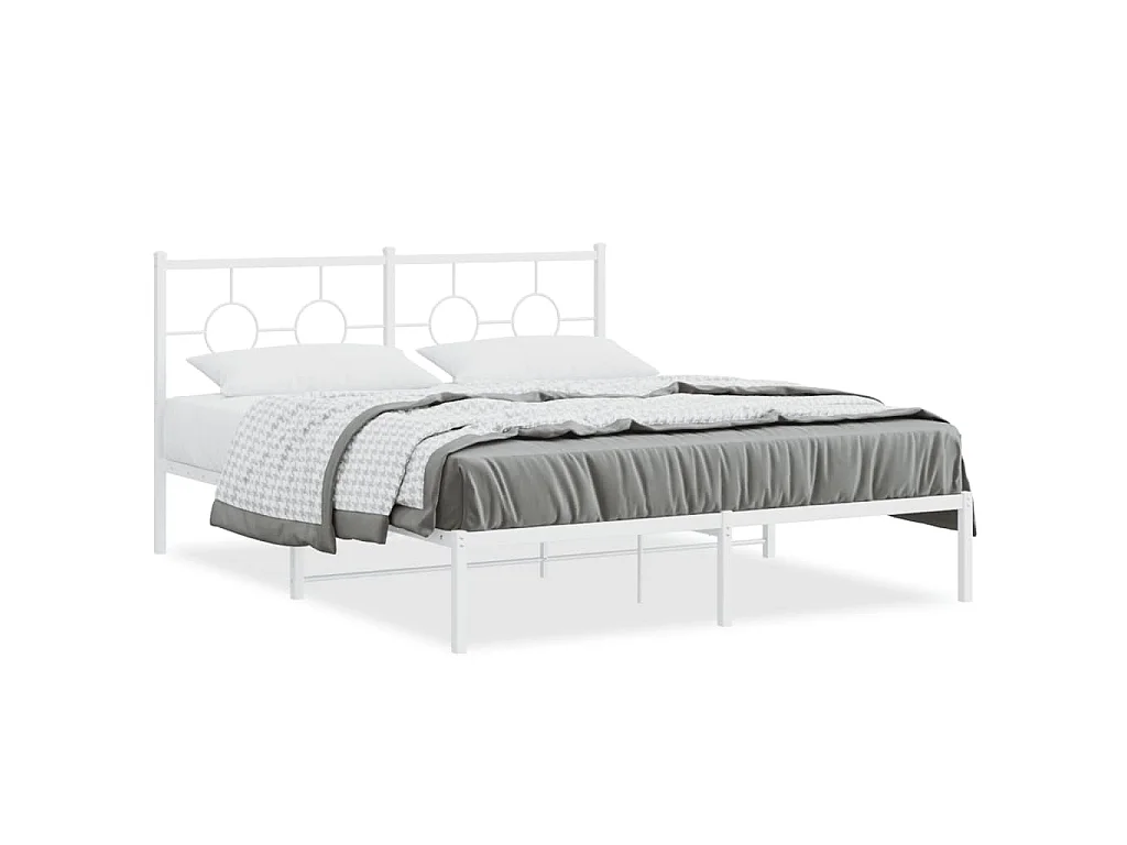 Bedframe met hoofdbord metaal wit 160x200 cm