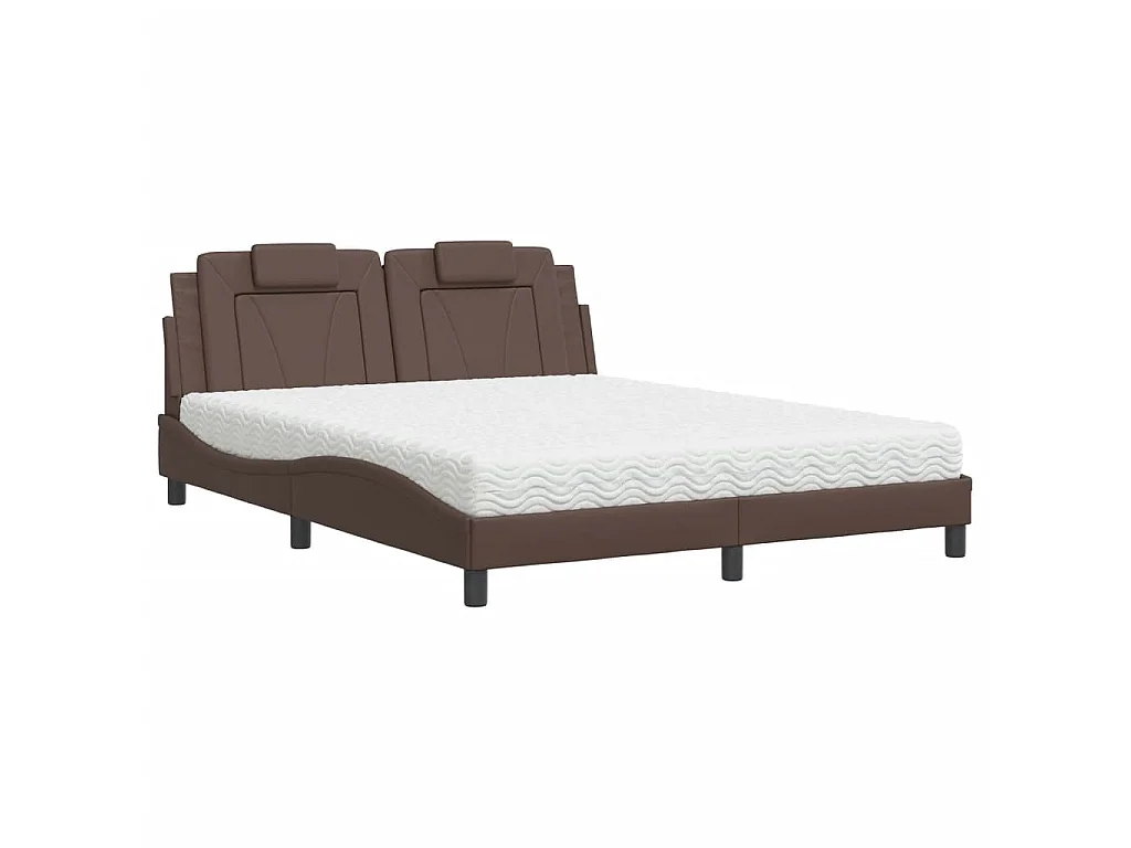 Bed met matras kunstleer bruin 160x200 cm