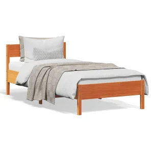 Bedframe zonder matras massief grenenhout wasbruin 90×190 cm Bedframe zonder matras massief grenenhout wasbruin 90×190 cm