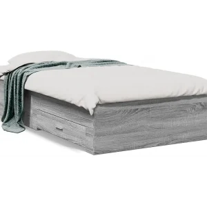 Bedframe met lades bewerkt hout grijs sonoma eiken 90×200 cm Bedframe met lades bewerkt hout grijs sonoma eiken 90×200 cm