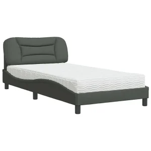 Bed met matras stof donkergrijs 100×200 cm Bed met matras stof donkergrijs 100×200 cm