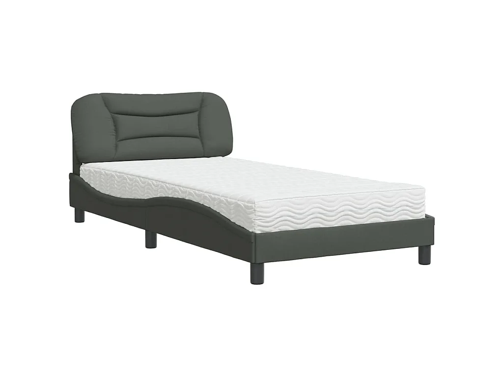 Bed met matras stof donkergrijs 100x200 cm